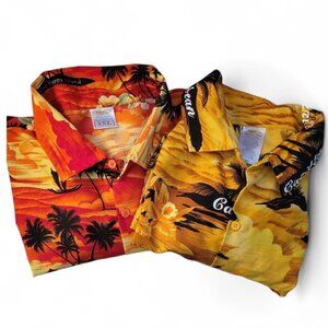 Rima Hawaiian Button Down Shirt 3XL Red Gold Floral Casual Light Pocket - 2